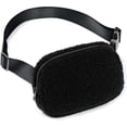 thumbnail image 1 of Riñonera Sherpa para mujer, riñonera de forro polar, impermeable, con correa ajustable para entrenamiento, correr, viajar, senderismo (forro polar negro), 1 of 6