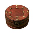 thumbnail image 1 of Boîte de Rangement Décorative en Bois Ronde Vintage Brune avec Boutons en Cuivre, 1 of 1