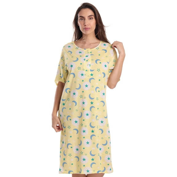 Just Love Short Sleeve Nightgown Sleepwear for Women (Yellow, 1X)
