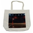 thumbnail image 1 of Basketball Shopping Bag, Picture of Empty Court Sport Arena Wood Floor Print Active Life, Eco-Friendly Reusable Bag for Groceries Beach and More, 15.5" X 14.5", Cream, by Ambesonne, 1 of 2
