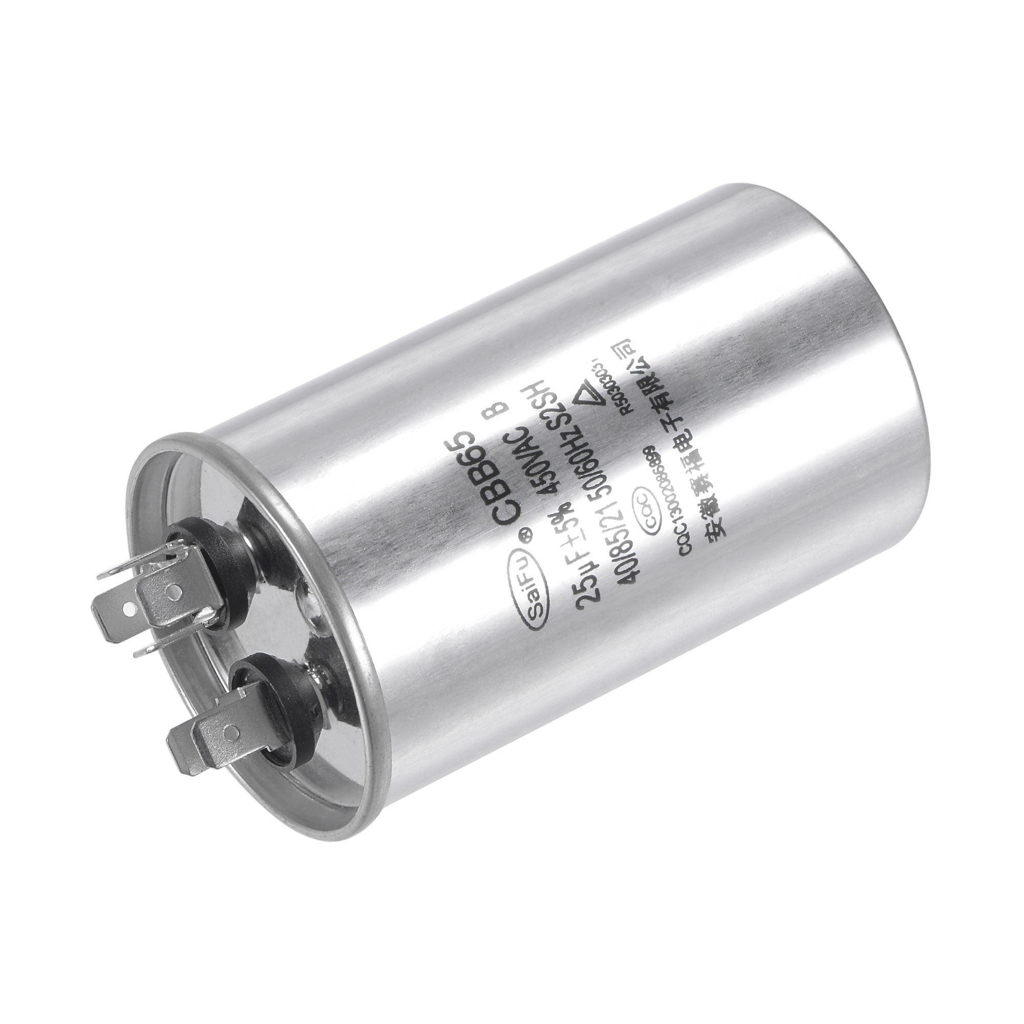 Uxcell 25uF 450V AC Aluminum Case with Terminal Round CBB65 Run Capacitor 2 Pack