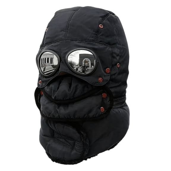 Men Women Windproof Full Cover Balaclava with Glasses Mask, Winter Thermal Thick Ski Cap Camping Hunting Trapper Hat