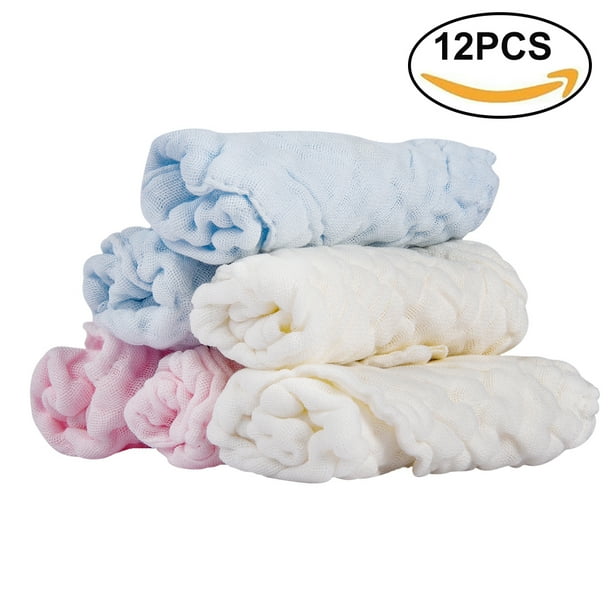 12 Pack Baby Washcloths, 9.8x9.8 Inches Cotton Baby Towels, Extra