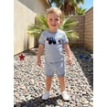 thumbnail image 5 of BemeyourBBs Toddler Baby Boy 4th of July Outfit Patriot Independent Day Summer Clothes Stars in Digger Embroidery Waffled Stripe Short Sleeve T-Shirts and Elastic Waist Pocket Shorts 2Pcs Set, 5 of 9