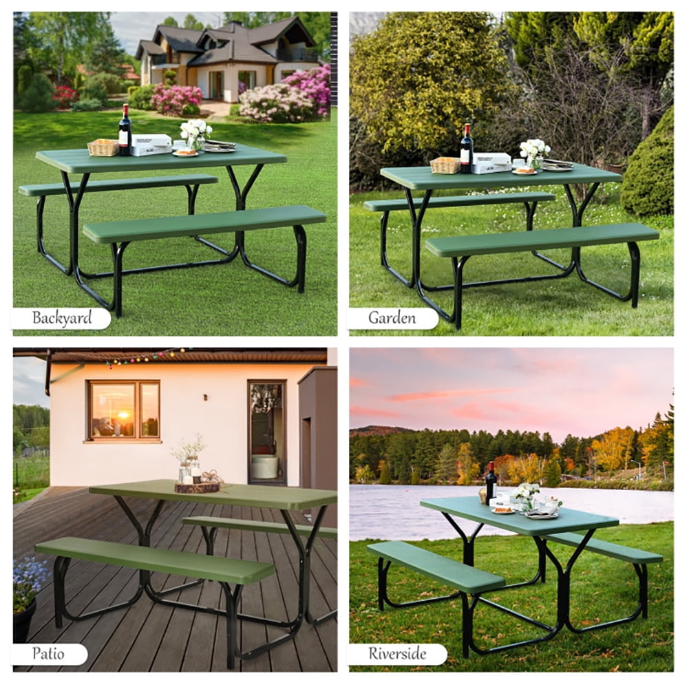 Aimee Lii Picnic Table Bench Set for Outdoor Camping, Outdoor Furniture Set, Green Aimee Lii Picnic Table Bench Set for Outdoor Camping, Outdoor Furniture Set, Green