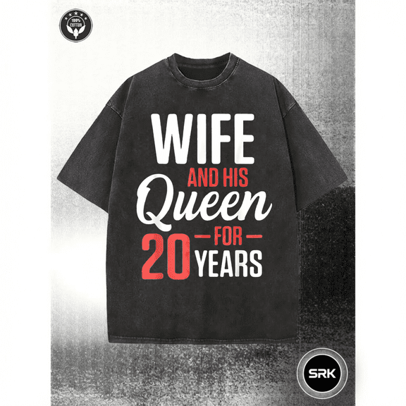 Washed Wife And His For 20 Years Typography Vintage Oversized Grunge Y2K Short Sleeve Crewneck Cotton Unisex Men's Women's Tee Shirt