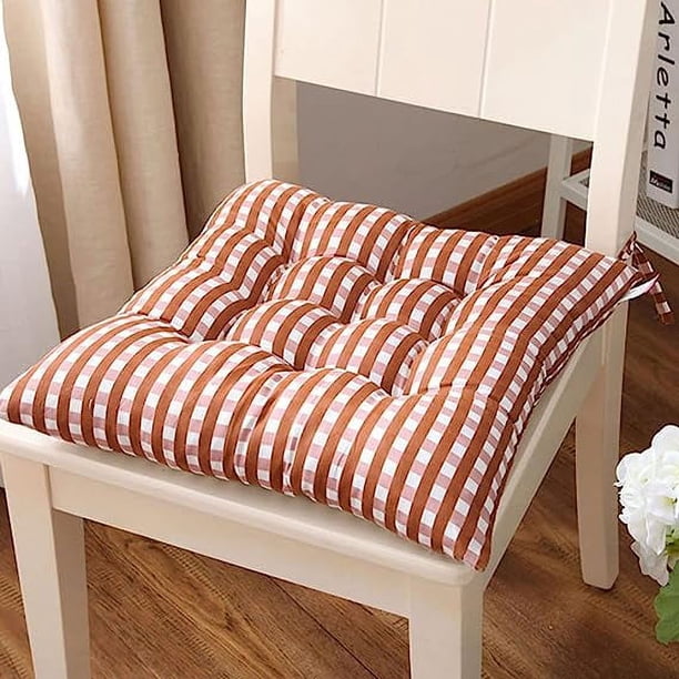 Nvzi Paquete de 4 cojines para silla de comedor con lazos,cojines de asiento cuadrados súper suaves y cómodos antideslizantes para cocina, comedor, oficina, sala de estar, patio -C-40x40CM