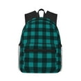 thumbnail image 1 of Fotbe Teal On Black Plaid Mochila Ligera Casual para Laptop para Hombres y Mujeres, Mochila Impermeable de Uso Diario, Mochila para Universidad, 1 of 6