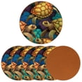 thumbnail image 2 of Turtle 6Pcs Round Microfiber Leather Car Coasters, 11x11 cm/4.3x4.3 in, Cup Holder Mats for Car, Truck, SUV - Black, Durable and Absorbent Car Accessories, 2 of 6