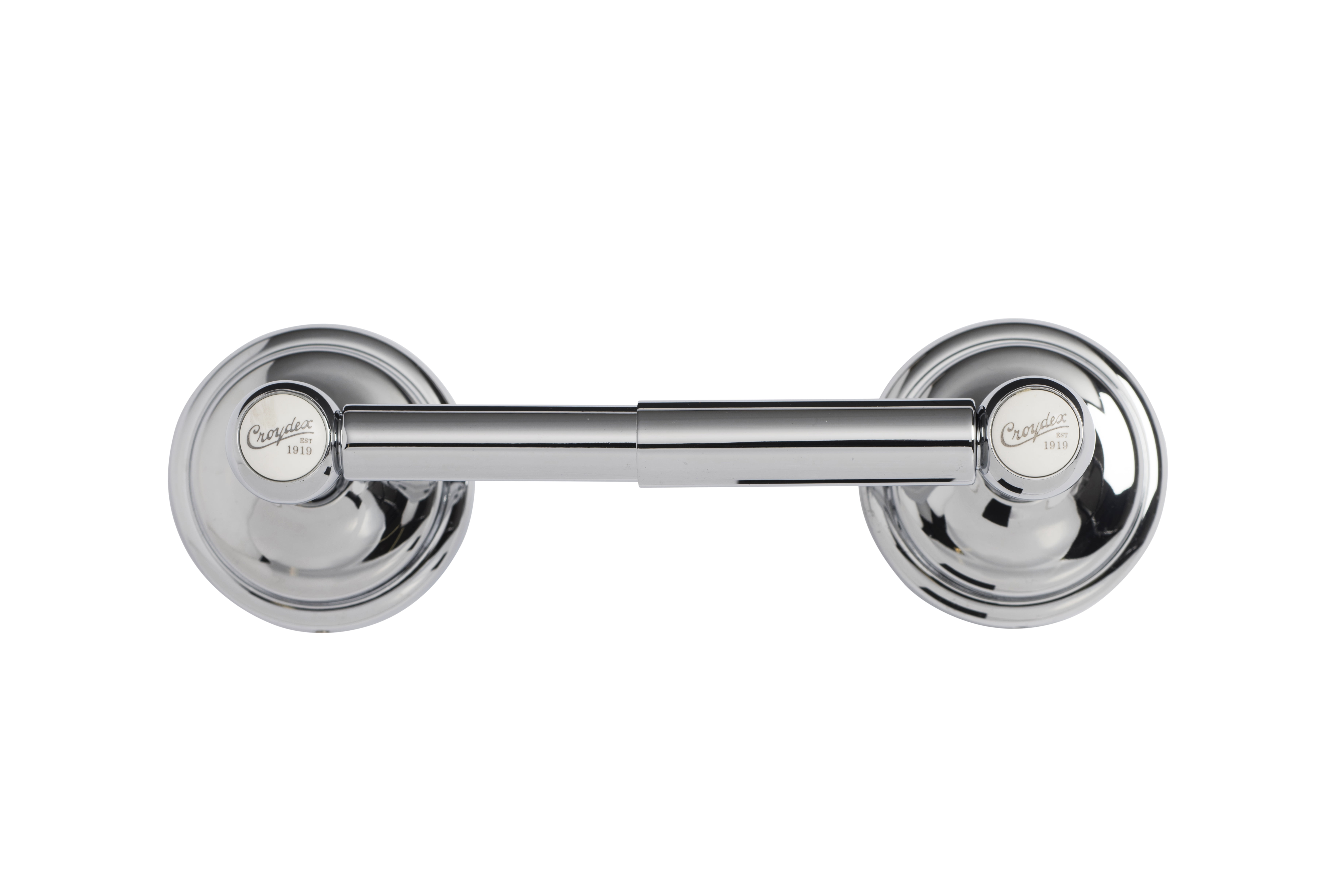 Croydex 1919 Flexi Fix Screw or Glue Wall-Mounted Toilet Paper Holder in Chrome