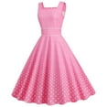 thumbnail image 1 of B91xZ Robe Printemps Été pour Femmes Grande Taille Col Montant Sans Manches Taille Haute Robe Décontractée à Volants, Rose m, 1 of 5