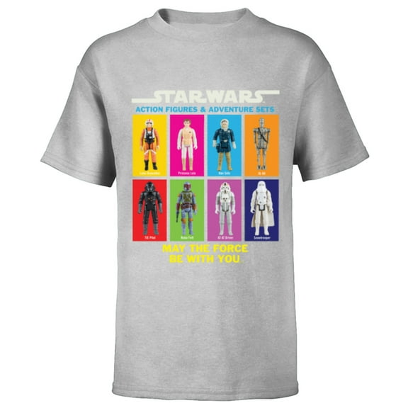 Star Wars Action Figures May The Force Be With You - Short Sleeve T-Shirt for Kids - Customized-Athletic Heather
