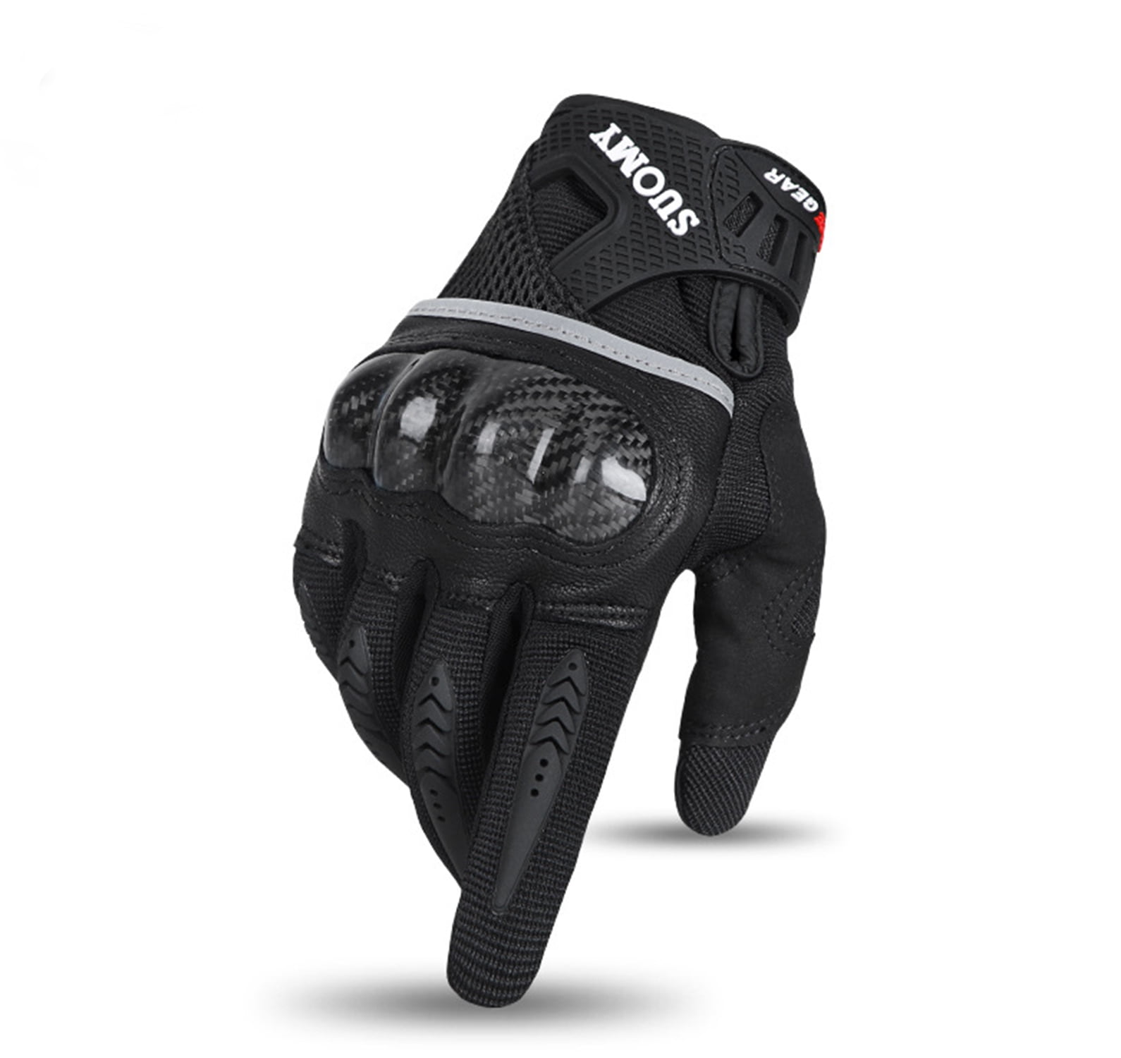 SapphireShack Motorcycle Gloves, Carbon Fiber Shell Motocycle Gloves,Breathable Lightweight Motorcyle Gloves,Touchscreen Motorcycle Riding Gloves for Road Racing, Motocross, Cycling(Black,M,1 Pairs)