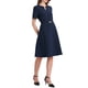 thumbnail image 4 of INSPIRE CHIC Vestido de cóctel A-Line para mujeres con choker, escote en V, mangas cortas, ceñido a la cintura, elegante y con vuelo, talla XL, azul marino, 4 of 5