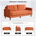 thumbnail image 4 of Muumblus 75 " Velvet Sofa for Living Room, Modern Tufted Upholstered Sofa Couch, Orange, 4 of 8