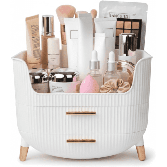 Makeup Organizer with Drawers & Handle, Large Skincare Organizers Box,  for Vanity, Dresser & Bathroom Countertop