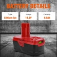 thumbnail image 2 of 2Pack 19.2V 6.0Ah Replacement Battery and Charger for Craftsman 19.2V C3 130279005 1323903 130211004 11045 315.115410 315.11485, 2 of 11