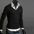 thumbnail image 2 of Men's Solid Color V-neck Knit Sweater Pullover_Gift Of G, 2 of 5