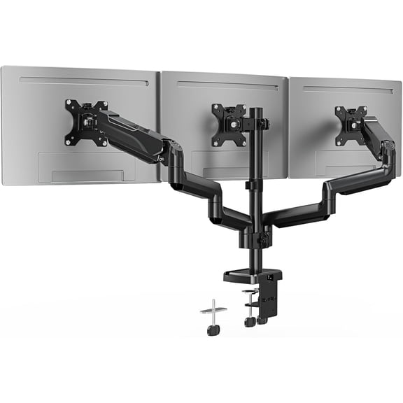 Triple Monitor Desk Mount for Computer Screens up to 32", Holds up to 19.8 lbs Each, Heavy Duty Stand Vesa Mount 75x75, 100x100