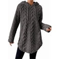 thumbnail image 2 of Women'S Solid Color Long Sleeve Hooded Jacquard Sweatshirt Jacket Slim Fit Drawstring Plush Sweatshirt Gray XXL, 2 of 8