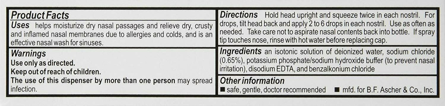 Ayr Saline Nasal Mist Non-Medicated Alcohol & Gluten Free 50 ml, 12-Pack