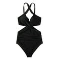 thumbnail image 2 of Women Front Cross Cutout One Piece Swimsuit Tummy Control High Waisted Sexy Backless Bathing Suit, 2 of 8