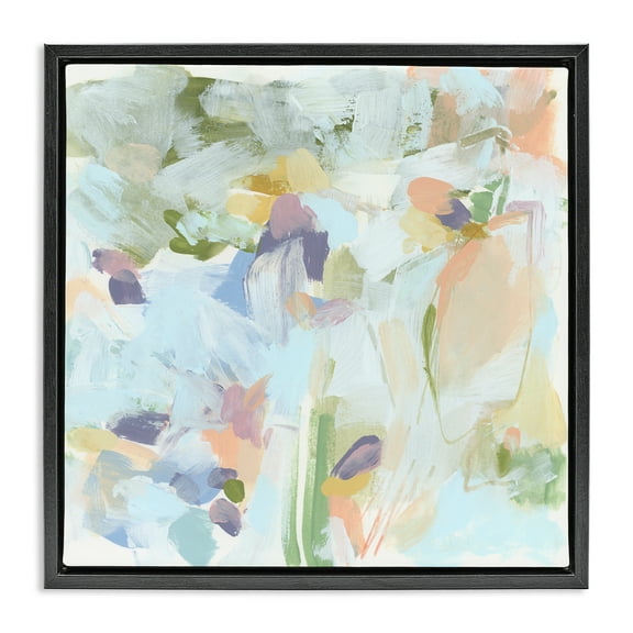 Stupell Industries Chaotic Pastel Arrangement Abstract Painting Black Floater Framed Canvas Art Print Wall Art, 18 x 18