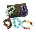 thumbnail image 3 of Xiao Hua Pulsera de cuentas hecha a mano, ideal para hombres y mujeres, con cristales naturales de colores irregulares, piedra triturada, doble capa, elástica y tejida (morada)., 3 of 5