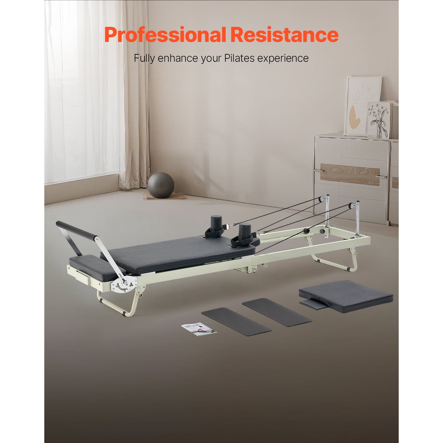 KFFKFF Collapsible Pilates Apparatus, Home Gym Studio Pilates Exercise Equipment, Pilates Bench with Two-fold Resistance - Spring & Rope, Apparatus Kit for Novice and Seasoned Users