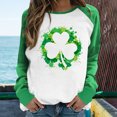 thumbnail image 2 of BLVB St Patricks Day Shirt for Women Color Block Long Sleeve Crewneck Tunic Tops Shamrock Tees Tshirts Blouse, 2 of 4