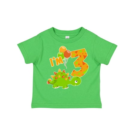 

Inktastic Happy Dinosaur Third Birthday-green Gift Toddler Boy or Toddler Girl T-Shirt