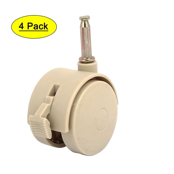 4Pcs 2 inch Plastic Stem Swivel Caster Tan w Brake
