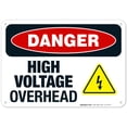 thumbnail image 1 of Danger High Voltage Overhead Sign, OSHA Sign, 10x7 Aluminum, 1 of 1
