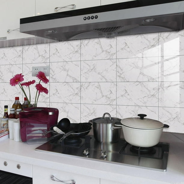 ADDHAT 8Ud Pegatinas Decorativas De Azulejo Mármol Gris Claro Para Y Paredes