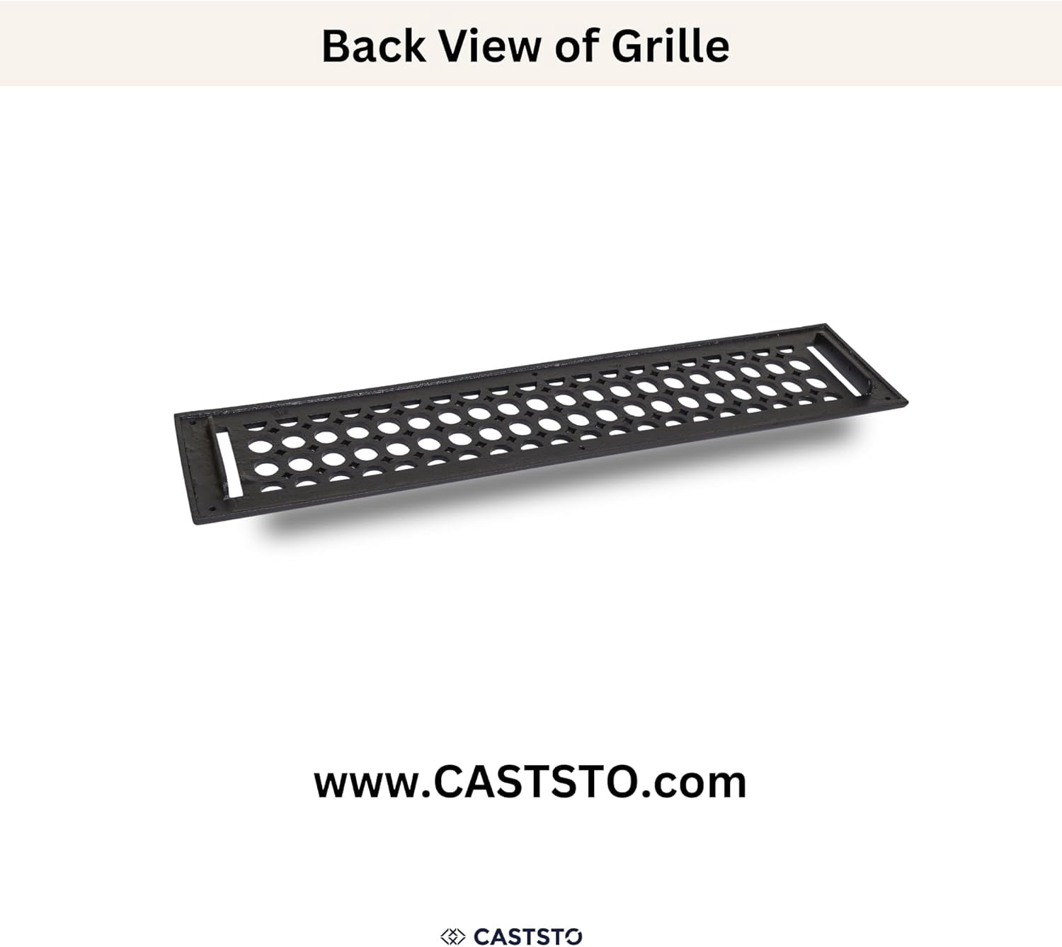 4"x30" Caststo Cast Aluminum Contemporary Design Air Return Grille | Overall 6"x32" | Black | Model-Oval (With Holes)