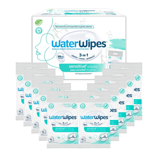 Toallitas faciales WaterWipes Beauty Sensitive+ con 99,9% de agua, 100 unidades