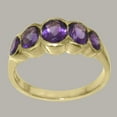 thumbnail image 2 of LBG British Made Classic Solid 14k Yellow Gold Natural Amethyst Womens Band Ring - 33 size options - Size 5.25, 2 of 6