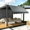 thumbnail image 4 of Grey Modern Sunshade, 95% Shade, SPF80++ UV Resistant. Polyester & Carbon Steel, Hand-Cranked. Ergonomic Handle, Wave Edging. For Terraces, Gardens, Shops. Assembly Needed., 4 of 15