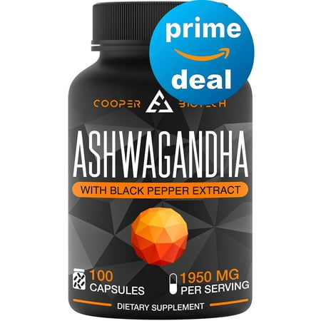 Ashwagandha - 100 Capsules 1950MG - Stress Relief - Anti Anxiety - Mood Enhancer - Organic Ashwagandha Root Powder Extract - Cortisol & Adrenal Support - Adrenal Fatigue - Thyroid Support