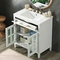 thumbnail image 4 of Resenkos 30" Bathroom Vanity with Ceramic Sink, Solid Wood Legs, Adjustable Shelf, Tip-Out Tray, Silver Metal Knobs, Soft Close Hinges - White, 4 of 20