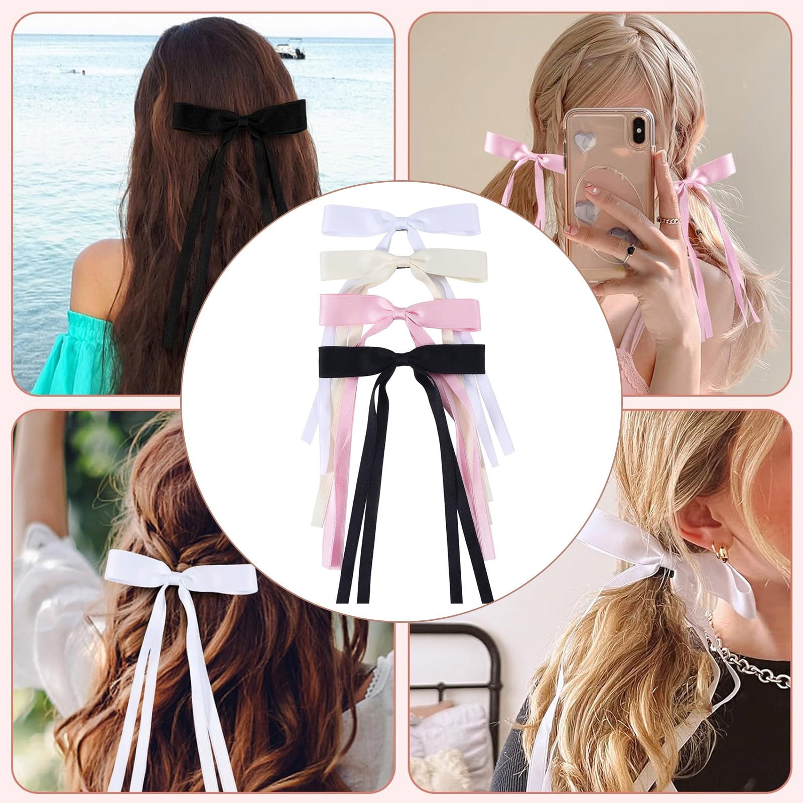 1pcs Hair Clips For Women Tassel Ribbon Bowknot Hair Clips With