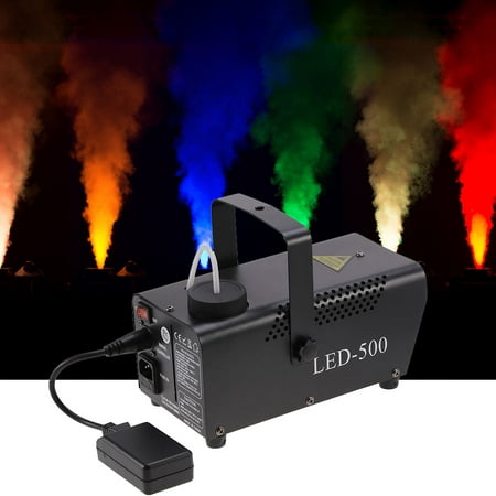 HURRISE Stage Fog Machine With Remote Control LED RGB Lights, Wireless RC Stage Fogger Smoke Maker 500W Dry Ice Effect For DJ Party Bar Concert Show