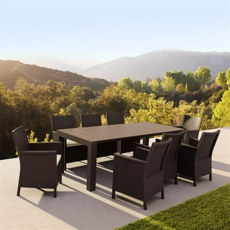 Compamia California 9 Piece Extendable Patio Dining Set in Brown