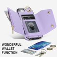thumbnail image 4 of Phone Case for iPhone 7/8/SE 2020/2022 Wallet Cover with Screen Protector Ring Stand Card Holder Crossbody Strap Cell iPhone7 iPhone8 7s 8s i SE2020 SE2022 2/2nd/3/3rd Generation SE2 SE3 Women Purple, 4 of 13