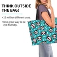 thumbnail image 2 of Pofeuu Skull Cat Print Reusable Grocery Bags - Washable, Foldable, Packable Tote, Large Handles, Heavy Duty, Zippered Top Pouch, 2 of 8