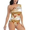 thumbnail image 3 of Easygdp Christmas Snowman Gift Women's One Shoulder Ruffle Monokini Bathing Suits with Removable Chest Pad, Quick Drying - Medium, 3 of 8