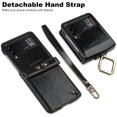 thumbnail image 2 of Case for Samsung Galaxy Z Flip 3 with Wrist Strap, Luxury Soft PU Leather Hard PC Shell for Women Men Ultra Thin Slim Durable Shockproof Protective Cover for Galaxy Z Flip 3 5G Black, 2 of 7