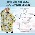 thumbnail image 4 of Oversized Wearable Blanket Hoodie,White Green Leaf Sunflower Pattern Sherpa Blanket Hoodie with Super Pockets,Super Warm Fuzzy Pullover for Women & Men, 4 of 6