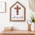 thumbnail image 3 of (2 pack) Walk by Faith Typographic House-Shaped Framed Wall Plaque Art - 7.5" x 5.5", 3 of 8
