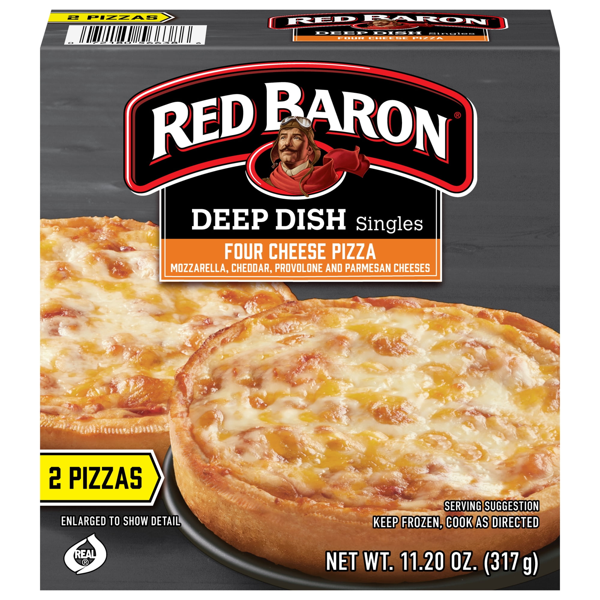 Red Baron Four Cheese Deep Dish Singles Frozen Personal Pizza, 11.2 oz 2 Pack